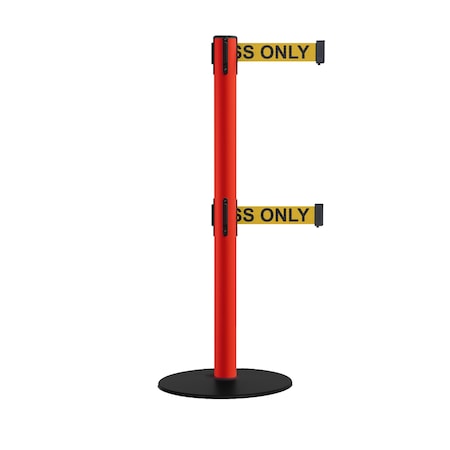 Retractable Dbl Belt 2.5 Red Post , Low Base, 11' Auth...Belt